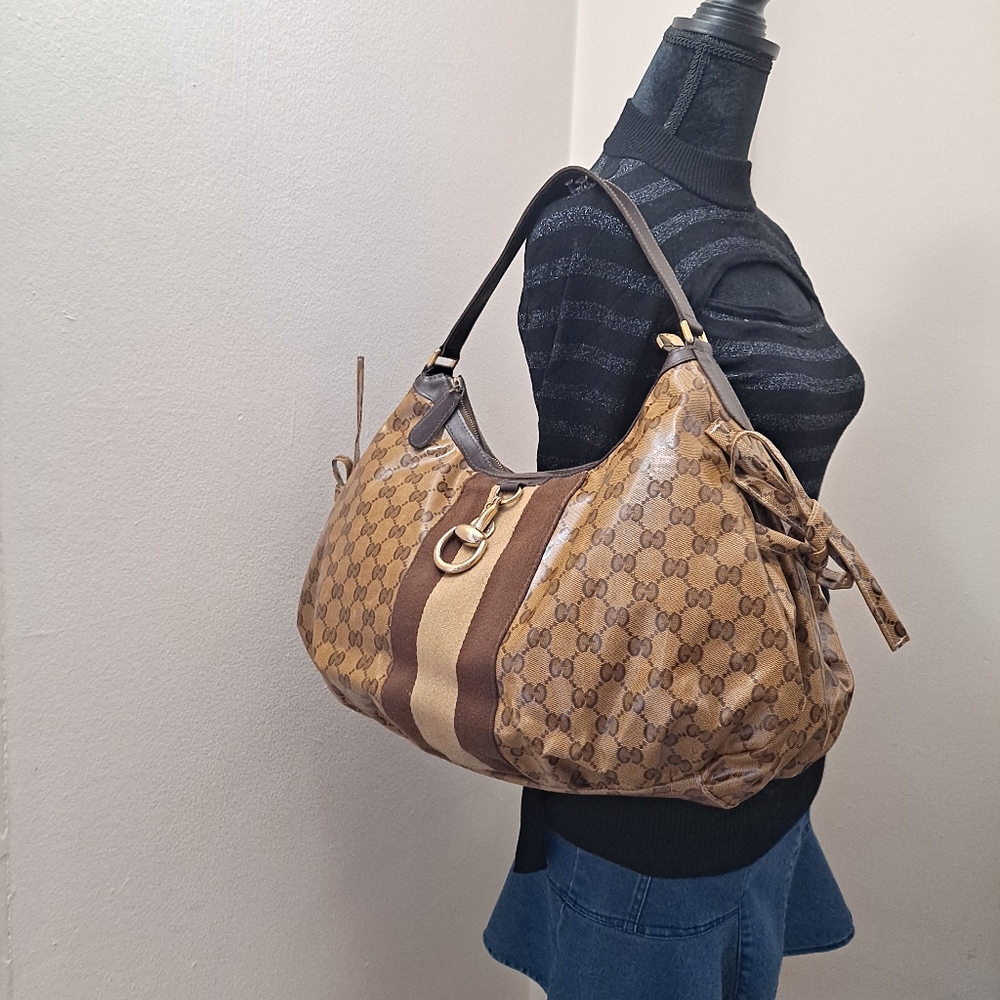 Gucci Crystal Monogram Web Hobo Bag